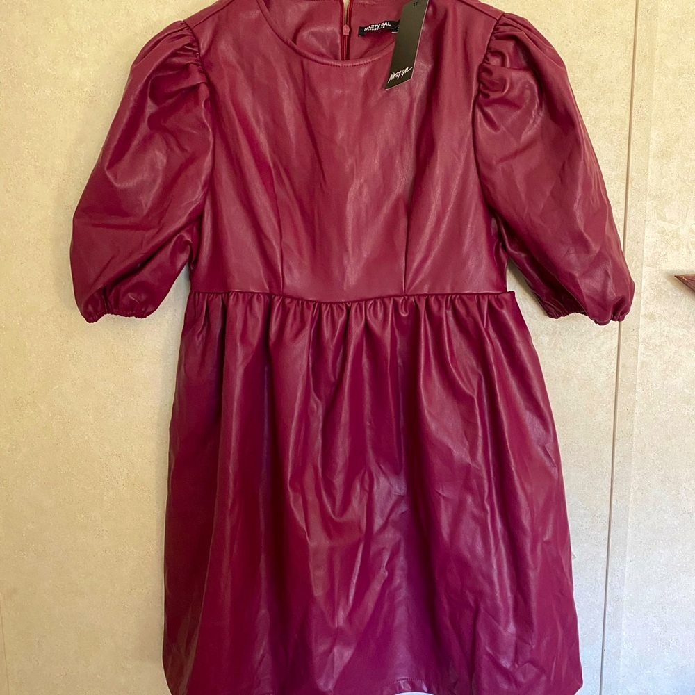 NASTY GAL COLLECTION- NEW WITH TAGS- Purple Leather Dress Size 2
